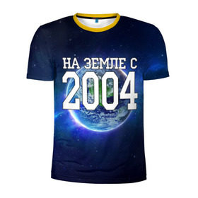 Мужская футболка 3D спортивная с принтом На Земле с 2004 в Петрозаводске, 100% полиэстер с улучшенными характеристиками | приталенный силуэт, круглая горловина, широкие плечи, сужается к линии бедра | 2004 год | год рождения | на земле с 2004 | рождение