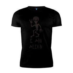 Мужская футболка премиум с принтом Alien в Петрозаводске, 92% хлопок, 8% лайкра | приталенный силуэт, круглый вырез ворота, длина до линии бедра, короткий рукав | инопланетянин | нло | прикол | пришелец | юмор