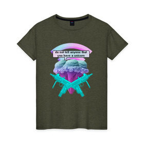 Женская футболка хлопок с принтом unicorn в Петрозаводске, 100% хлопок | прямой крой, круглый вырез горловины, длина до линии бедер, слегка спущенное плечо | fiji | punk | rave | vapor | veb | vebpunk | water