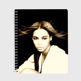 Тетрадь с принтом Beyonce в Петрозаводске, 100% бумага | 48 листов, плотность листов — 60 г/м2, плотность картонной обложки — 250 г/м2. Листы скреплены сбоку удобной пружинной спиралью. Уголки страниц и обложки скругленные. Цвет линий — светло-серый
 | beyonce | бейонсе | музыка