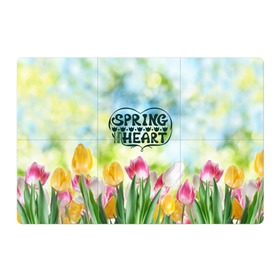 Магнитный плакат 3Х2 с принтом Весна в моем сердце в Петрозаводске, Полимерный материал с магнитным слоем | 6 деталей размером 9*9 см | Тематика изображения на принте: heart | весенний макет с тюльпанами поднимет настроение вам и окружающимspring | весна | сердце | тюльпан | цветы