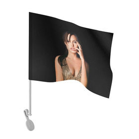 Флаг для автомобиля с принтом Анжелина Джоли в Петрозаводске, 100% полиэстер | Размер: 30*21 см | angelina jolie | американская актриса | анжелина джоли | режиссёр | фотомодель | ценарист