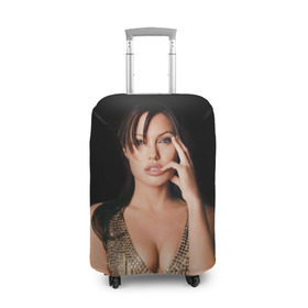 Чехол для чемодана 3D с принтом Анжелина Джоли в Петрозаводске, 86% полиэфир, 14% спандекс | двустороннее нанесение принта, прорези для ручек и колес | angelina jolie | американская актриса | анжелина джоли | режиссёр | фотомодель | ценарист