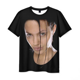 Мужская футболка 3D с принтом Анжелина Джоли в Петрозаводске, 100% полиэфир | прямой крой, круглый вырез горловины, длина до линии бедер | angelina jolie | американская актриса | анжелина джоли | режиссёр | фотомодель | ценарист