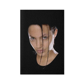 Обложка для паспорта матовая кожа с принтом Анжелина Джоли в Петрозаводске, натуральная матовая кожа | размер 19,3 х 13,7 см; прозрачные пластиковые крепления | angelina jolie | американская актриса | анжелина джоли | режиссёр | фотомодель | ценарист