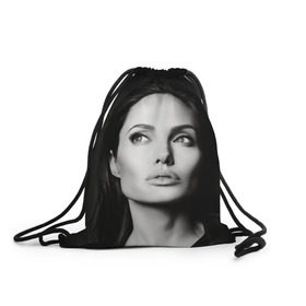 Рюкзак-мешок 3D с принтом Анжелина Джоли в Петрозаводске, 100% полиэстер | плотность ткани — 200 г/м2, размер — 35 х 45 см; лямки — толстые шнурки, застежка на шнуровке, без карманов и подкладки | angelina jolie | американская актриса | анжелина джоли | режиссёр | фотомодель | ценарист