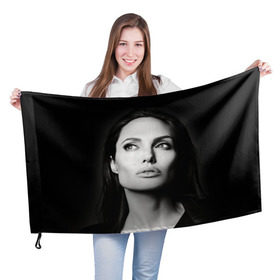 Флаг 3D с принтом Анжелина Джоли в Петрозаводске, 100% полиэстер | плотность ткани — 95 г/м2, размер — 67 х 109 см. Принт наносится с одной стороны | angelina jolie | американская актриса | анжелина джоли | режиссёр | фотомодель | ценарист