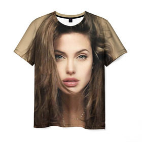 Мужская футболка 3D с принтом Анжелина Джоли в Петрозаводске, 100% полиэфир | прямой крой, круглый вырез горловины, длина до линии бедер | angelina jolie | американская актриса | анжелина джоли | режиссёр | фотомодель | ценарист