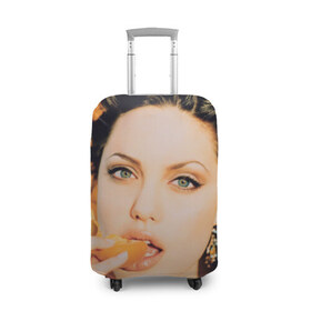 Чехол для чемодана 3D с принтом Анжелина Джоли в Петрозаводске, 86% полиэфир, 14% спандекс | двустороннее нанесение принта, прорези для ручек и колес | angelina jolie | американская актриса | анжелина джоли | режиссёр | фотомодель | ценарист