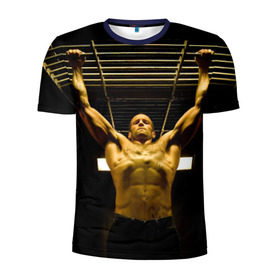 Мужская футболка 3D спортивная с принтом Джейсон Стэйтем в Петрозаводске, 100% полиэстер с улучшенными характеристиками | приталенный силуэт, круглая горловина, широкие плечи, сужается к линии бедра | jason statham | актёр | английский | джейсон стэйтем