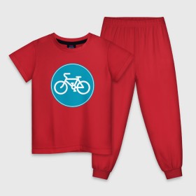 Детская пижама хлопок с принтом Велосипедный знак в Петрозаводске, 100% хлопок |  брюки и футболка прямого кроя, без карманов, на брюках мягкая резинка на поясе и по низу штанин
 | велосипед | велосипедный знак приятного цвета.знак | спорт | экстрим