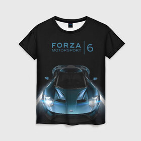 Женская футболка 3D с принтом Forza в Петрозаводске, 100% полиэфир ( синтетическое хлопкоподобное полотно) | прямой крой, круглый вырез горловины, длина до линии бедер | forza | motorsport | авто | игра | машина