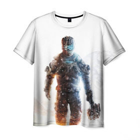 Мужская футболка 3D с принтом Isaac Clark в Петрозаводске, 100% полиэфир | прямой крой, круглый вырез горловины, длина до линии бедер | dead | horror | isaac clark | space | игра | космос