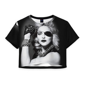 Женская футболка 3D укороченная с принтом Мадонна в Петрозаводске, 100% полиэстер | круглая горловина, длина футболки до линии талии, рукава с отворотами | madonna louise ciccone | автор песен | актриса | американская певица | мадонна луиза чикконе | писательница | продюсер | танцовщица