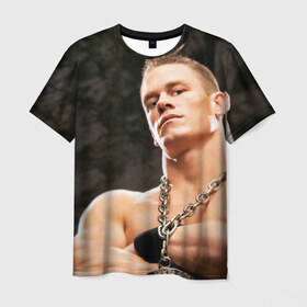 Мужская футболка 3D с принтом Боец рестлинга в Петрозаводске, 100% полиэфир | прямой крой, круглый вырез горловины, длина до линии бедер | боец реслинга | медаль | реслинг | ринг | цепь | чемпион