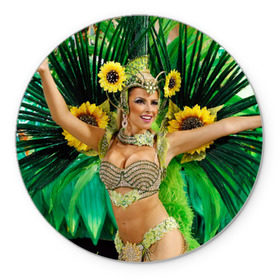 Коврик круглый с принтом Карнавал в Рио в Петрозаводске, резина и полиэстер | круглая форма, изображение наносится на всю лицевую часть | бразилия