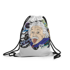 Рюкзак-мешок 3D с принтом Einstein в Петрозаводске, 100% полиэстер | плотность ткани — 200 г/м2, размер — 35 х 45 см; лямки — толстые шнурки, застежка на шнуровке, без карманов и подкладки | einstein | emc2 | наука | теория | физика | эйнштейн