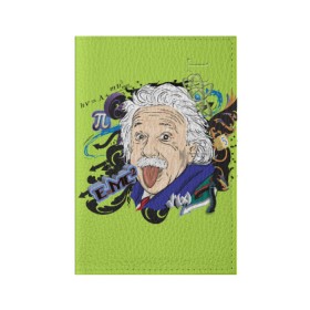 Обложка для паспорта матовая кожа с принтом Einstein в Петрозаводске, натуральная матовая кожа | размер 19,3 х 13,7 см; прозрачные пластиковые крепления | Тематика изображения на принте: einstein | emc2 | наука | теория | физика | эйнштейн