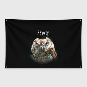 Флаг-баннер с принтом Я Уруру в Петрозаводске, 100% полиэстер | размер 67 х 109 см, плотность ткани — 95 г/м2; по краям флага есть четыре люверса для крепления | сова