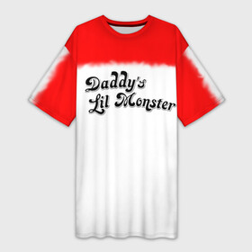 Платье-футболка 3D с принтом Daddys lil monster в Петрозаводске,  |  | harley | quinn |  арлекин | квин | квинн | комиксы | отряд | харли | харликвин