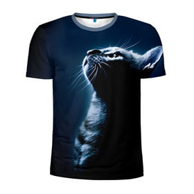 Мужская футболка 3D спортивная с принтом Котёнок в Петрозаводске, 100% полиэстер с улучшенными характеристиками | приталенный силуэт, круглая горловина, широкие плечи, сужается к линии бедра | animal