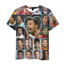 Мужская футболка 3D с принтом Алессандро Дель Пьеро - лучший в Петрозаводске, 100% полиэфир | прямой крой, круглый вырез горловины, длина до линии бедер | alessandro del piero | алессандро дель пьеро | лучшие футболисты | любимые игроки | самые крутые | сердце | футбол | я люблю