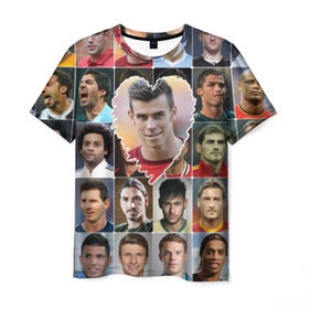 Мужская футболка 3D с принтом Гарет Бэйл - лучший в Петрозаводске, 100% полиэфир | прямой крой, круглый вырез горловины, длина до линии бедер | Тематика изображения на принте: gareth bale | гарет бэйл | лучшие футболисты | любимые игроки | самые крутые | сердце | футбол | я люблю