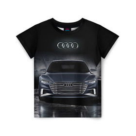 Детская футболка 3D с принтом Audi в Петрозаводске, 100% гипоаллергенный полиэфир | прямой крой, круглый вырез горловины, длина до линии бедер, чуть спущенное плечо, ткань немного тянется | Тематика изображения на принте: audi | car | ауди | машина