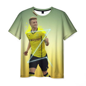 Мужская футболка 3D с принтом Marco Reus в Петрозаводске, 100% полиэфир | прямой крой, круглый вырез горловины, длина до линии бедер | marco | reus | боруссия | германия | дортмунд | марко