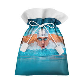 Подарочный 3D мешок с принтом Пловец в Петрозаводске, 100% полиэстер | Размер: 29*39 см | плавание | спорт