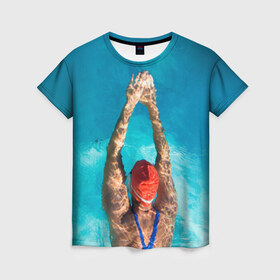 Женская футболка 3D с принтом Заплыв в Петрозаводске, 100% полиэфир ( синтетическое хлопкоподобное полотно) | прямой крой, круглый вырез горловины, длина до линии бедер | плавание | спорт