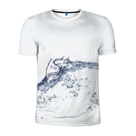Мужская футболка 3D спортивная с принтом Белая вода в Петрозаводске, 100% полиэстер с улучшенными характеристиками | приталенный силуэт, круглая горловина, широкие плечи, сужается к линии бедра | вода | волна | жидкость | пузырьки