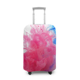 Чехол для чемодана 3D с принтом Взрыв красок в Петрозаводске, 86% полиэфир, 14% спандекс | двустороннее нанесение принта, прорези для ручек и колес | краски | розовый | яркий