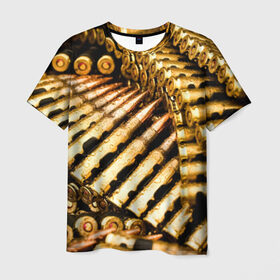 Мужская футболка 3D с принтом Золотые патроны в Петрозаводске, 100% полиэфир | прямой крой, круглый вырез горловины, длина до линии бедер | Тематика изображения на принте: война | гильза | золото | оружие | патрон | пуля