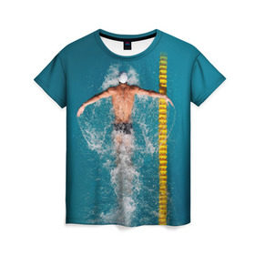 Женская футболка 3D с принтом Баттерфляй в Петрозаводске, 100% полиэфир ( синтетическое хлопкоподобное полотно) | прямой крой, круглый вырез горловины, длина до линии бедер | плавание | спорт