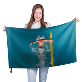 Флаг 3D с принтом Баттерфляй в Петрозаводске, 100% полиэстер | плотность ткани — 95 г/м2, размер — 67 х 109 см. Принт наносится с одной стороны | плавание | спорт