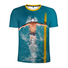 Мужская футболка 3D спортивная с принтом Баттерфляй в Петрозаводске, 100% полиэстер с улучшенными характеристиками | приталенный силуэт, круглая горловина, широкие плечи, сужается к линии бедра | плавание | спорт