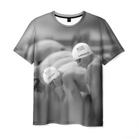 Мужская футболка 3D с принтом Пловцы в Петрозаводске, 100% полиэфир | прямой крой, круглый вырез горловины, длина до линии бедер | плавание | спорт