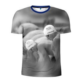 Мужская футболка 3D спортивная с принтом Пловцы в Петрозаводске, 100% полиэстер с улучшенными характеристиками | приталенный силуэт, круглая горловина, широкие плечи, сужается к линии бедра | плавание | спорт