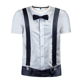 Мужская футболка 3D спортивная с принтом Рубашка с подтяжками в Петрозаводске, 100% полиэстер с улучшенными характеристиками | приталенный силуэт, круглая горловина, широкие плечи, сужается к линии бедра | бабочка