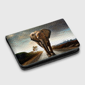 Картхолдер с принтом с принтом Дикий слон в Петрозаводске, натуральная матовая кожа | размер 7,3 х 10 см; кардхолдер имеет 4 кармана для карт; | слон
