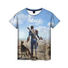 Женская футболка 3D с принтом Fallout 4 в Петрозаводске, 100% полиэфир ( синтетическое хлопкоподобное полотно) | прямой крой, круглый вырез горловины, длина до линии бедер | fallout | fallout 4