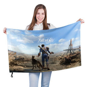 Флаг 3D с принтом Fallout 4 в Петрозаводске, 100% полиэстер | плотность ткани — 95 г/м2, размер — 67 х 109 см. Принт наносится с одной стороны | fallout | fallout 4