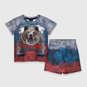 Детский костюм с шортами 3D с принтом Русский медведь в Петрозаводске,  |  | медведь | патриот | россия | русский медведь