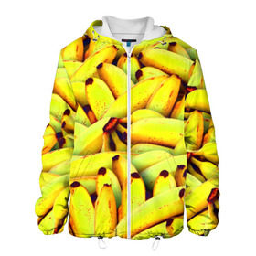 Мужская куртка 3D с принтом Банана в Петрозаводске, ткань верха — 100% полиэстер, подклад — флис | прямой крой, подол и капюшон оформлены резинкой с фиксаторами, два кармана без застежек по бокам, один большой потайной карман на груди. Карман на груди застегивается на липучку | бананы | еда | желтые | популярные | прикольные | фрукты