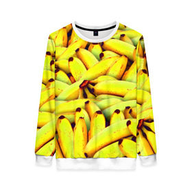 Женский свитшот 3D с принтом Банана в Петрозаводске, 100% полиэстер с мягким внутренним слоем | круглый вырез горловины, мягкая резинка на манжетах и поясе, свободная посадка по фигуре | бананы | еда | желтые | популярные | прикольные | фрукты