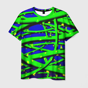 Мужская футболка 3D с принтом Шипы в Петрозаводске, 100% полиэфир | прямой крой, круглый вырез горловины, длина до линии бедер | колючки | растения | шипы | яркий