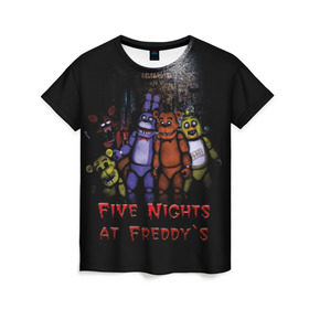 Женская футболка 3D с принтом Five Nights At Freddy`s в Петрозаводске, 100% полиэфир ( синтетическое хлопкоподобное полотно) | прямой крой, круглый вырез горловины, длина до линии бедер | five nights at freddys | five nights at freddys по мотивам игрыfreddy | игры | мишка | фнаф | фредди