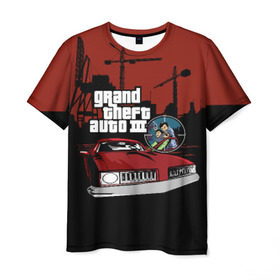 Мужская футболка 3D с принтом GTA 3 в Петрозаводске, 100% полиэфир | прямой крой, круглый вырез горловины, длина до линии бедер | auto | grand | gta | theft | гта | игра