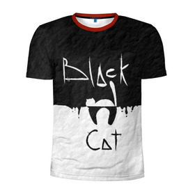 Мужская футболка 3D спортивная с принтом Black cat в Петрозаводске, 100% полиэстер с улучшенными характеристиками | приталенный силуэт, круглая горловина, широкие плечи, сужается к линии бедра | черный кот